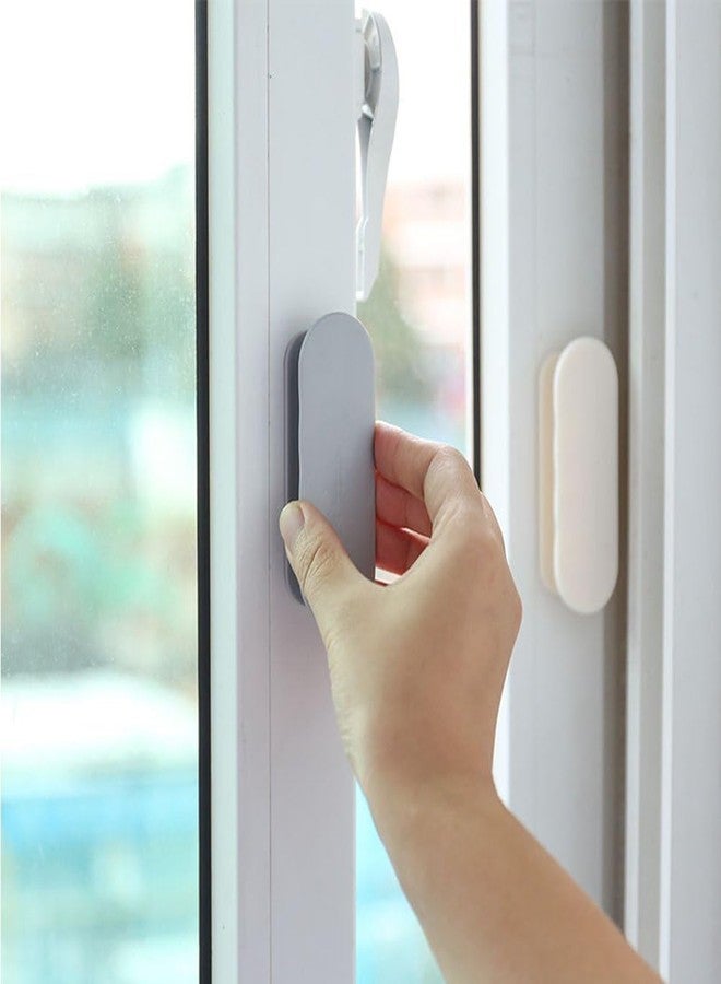 Leeonz 2 Pack Sliding Door Handle Cabinet Door and Window Handle Self-Adhesive, 9 * 3.2 * 2cm ABS Arch Handle, Self Adhesive Handles for Cabinet Doors, Wardrobe Doors and Windows (Gray) - Image 3